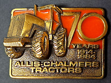 vintage 1984 brass belt buckle ALLIS-CHAMLERS TRACTORS 70 Years 3-D picture