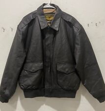 Men's US Air Force Genuine Leather Bomber Jacket Size XL Zip Lined Deep Brown picture