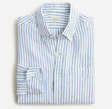 NWT $98 J Crew 100% Linen Baird McNutt Blue & White Striped Slim Fit Shirt picture