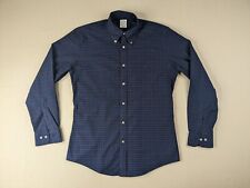 Brooks Brothers Shirt Adult Medium Regent Non Iron Stretch Navy Oxford Check picture
