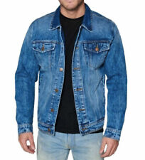 Men’s Red Label Premium Faded Denim Cotton Jean Button Up Slim Fit Jacket picture