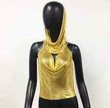 Gold Festival Top,Gold Hoodie Metal Top ,Irridescent Metal Mesh Top ,Open Back picture