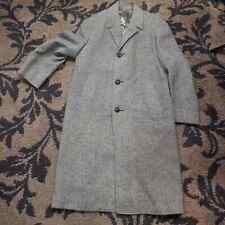 Vintage Harris Tweed Harringbone Pure Scottish Wool Mens L/XL Trench Coat Tan picture