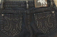 MEK Denim Embroidered Women Jeans 25X34 Beijing Boot Cut Stretch Jeans  picture
