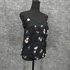 NWT Abercrombie and Fitch Cami Blouse Womens Small Black Floral Lace Coastal picture