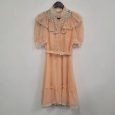 Vintage Candi Jones California Womens Tiered Midi Dress Size 5 8 Orange Belted picture