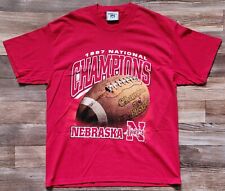 Vintage 1997 National Champions Nebraska Huskers T Shirt Size Large Red College picture