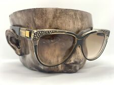 Rare Vintage Women Sunglasses Rhinestones Gold Black Hand Made France Look picture