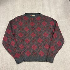 Vintage Revere Sweater Mens Large Red 1960s Wool Argyle Diamond Boat Neck picture