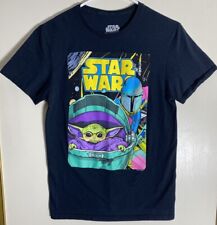Star Wars The Mandalorian and Grogu Black T-Shirt Size S Short Sleeve Casual picture