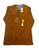Weatherproof Vintage Men's Long Sleeve Henley T-Shirt Brown  M,L,XL,XXL picture