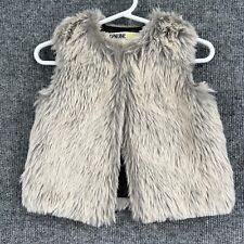OshKosh Genuine Kids Girls Faux Fur Vest 12-18 Months Gray Lined Holiday Wrap picture