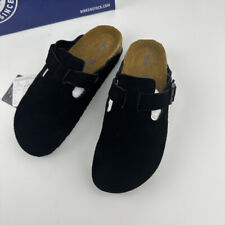 New w/Box Birkenstock Boston Black Soft Footbed Suede Leather Classic Clog Shoes picture