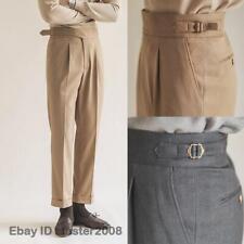 Men Gurkha Straight  Suit Pants Business Retro Casual Naples High Waist Trousers picture