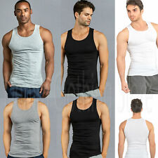 3 6 12 Pack Men Tank Top 100% Cotton A-Shirt Wife Beater Ribbed Undershirt S-3XL picture