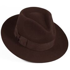 Premium Wool Felt Indiana Jones Fedora Hat w/Grosgrain Band Crush-able Outback picture
