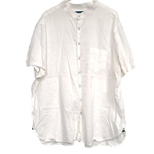 Perry Ellis Men's 3X White Striped Band Collar Short Sleeve Button-Up Shirt picture