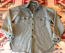 Vintage Woolrich Shirt Jacket Blue Grey Herringbone Wool  Men's Large 70's 80's picture