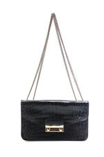 Furla Women's Latch Closure Textured Chain Straps Shoulder Handbag Black Size M picture
