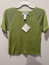 NWT Joseph A. 100% Silk Sweater Top Chartreuse Cropped Women’s Sz Small picture