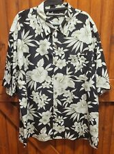 Tommy Bahama Shirt Mens XL Black Hibiscus Floral Silk Hawaiian Camp Button Up picture