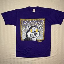 Vintage Single Stitch Sitka Alaska T-Shirt Men Medium Purple Dog Graphic Tee USA picture