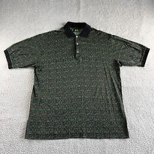 NEW Vintage Bobby Jones Polo Shirt Mens Large Black Green Geometric Golf Italy picture