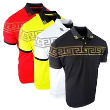 Mens Polo Shirt Luxury Italian Stone Crystal Stripe Slim Fit Stretch Golf Casual picture