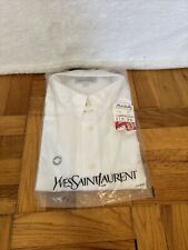 VTG Yves Saint Laurent 17/ 32-33 Plain Button Down Long Sleeve White Shirt NWT picture