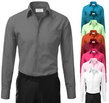 Men's Tailored Fit Button Up Formal French Convertible Cuff Classic Dress Shirt picture