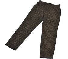 Authentic FENDI Zucca Pants Canvas 32inches USA Size 10 Brown Black 2881J picture