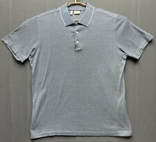 Brioni Shirt Mens Extra Large Blue White Geometric Short Sleeve Polo XL Cotton picture