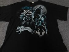 Indian Tribal Mens Shirt 3XL XXXL Black Wolves  Large picture