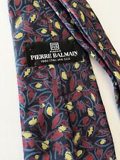 VTG PIERRE BALMAIN Mens Classic Tie 3.75  100 Silk Print LONG Necktie picture