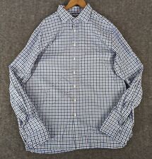 M&S Shirt Mens Size 19''/48 cm Blue Check Button Up Long Sleeve Casual picture