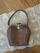 Antique 1916 Tooled Leather Purse, WWI Era Ladies Purse, Ladies Antique Purse picture