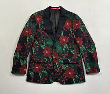 Shinesty Suit Jacket Men's 38 Black Floral Notch Lapel Single Breasted Polyester picture