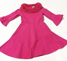Janie and Jack Pink Faux Fur Collar Ponte Dress picture