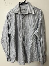 Vtg Giorgio Armani Le Collezioni Blue Stripe LS Button Up Shirt Mens Sz 16 / 36 picture