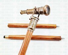 Antique Solid Brass Telescope Design Handle Wooden Walking Stick Cane Gift Style picture