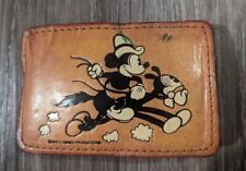 Vintage Walt Disney Productions Mickey Mouse Cowboy Leather Belt Buckle picture