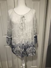 Lola made in Italy beautiful flowy top lace silk blend Size Large picture