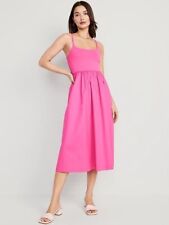 Old Navy Womens Size Small~ Pink Fit & Flare Combination Midi Cami Dress $40 NWT picture