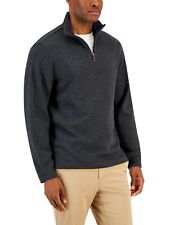 Club Room Men's Dark Grey Quarter Zip Sweater Large Cotton picture