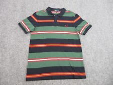 Fred Perry Polo Shirt Mens Adult Large Green Stripes Preppy Casual Outdoors picture
