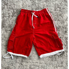 Max Mehra Mens Trunks Swim Shorts Red White Stripe Cargo Drawstring Bottom XL picture