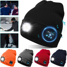 Unisex Bluetooth 5.0 Music Beanie Hat Handsfree Speaker LED Head Lamp Light Hat picture