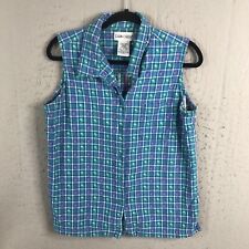 Vintage Cabin Creek Top Womens Large Blue White Checked Sleeveless Country picture
