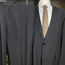 Carlo Lusso 50L 44 x 32 2 Piece Black Pinstriped Flat Front Pants 2 Button Suit picture