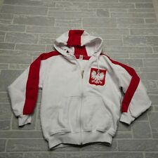 VINTAGE Polska Polish Hoodie Adult Small White Red Full Zip by Sitotex picture